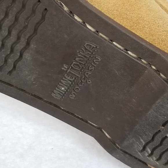 MINNETONKA MOCCASINS Beaded Suede Leather Thunderbird SlipOn Tan Size 7.5 ~ 4127 - Picture 7 of 9